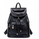 Double Strap Schoolgirl Travel Style Drawstring School Bag Backpack - Black
