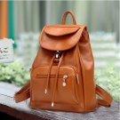Double Strap Schoolgirl Travel Style Drawstring School Bag Backpack - Light Brown