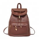 Double Strap Schoolgirl Travel Style Drawstring School Bag Backpack - Dark Brown