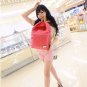 Double Strap School Travel Style Casual Canvas Backpack - Watermelon Red Candy