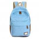 Double Strap School Travel Style Casual Canvas Backpack - Light Blue Candy