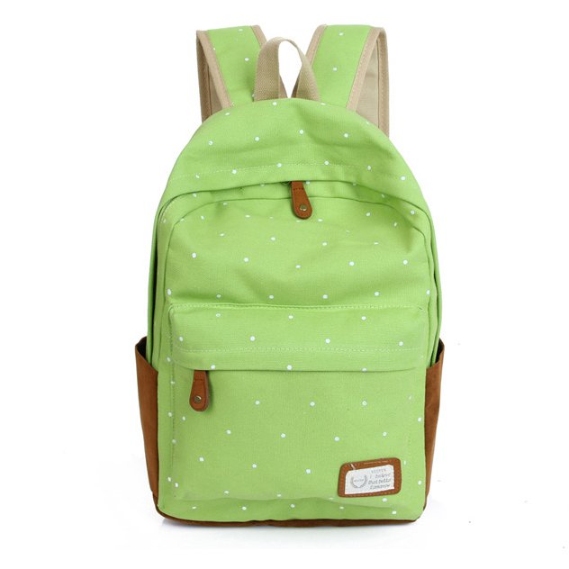 Double Strap School Travel Style Casual Canvas Backpack - Fruit Green Candy