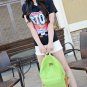 Double Strap School Travel Style Casual Canvas Backpack - Fruit Green Candy