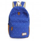 Double Strap School Travel Style Casual Canvas Backpack - Sapphire Blue Candy