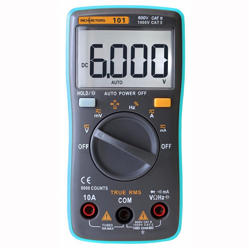 RM101 Digital Multimeter 6000 counts Backlight AC/DC Ammeter Voltmeter Ohm Portable Meter