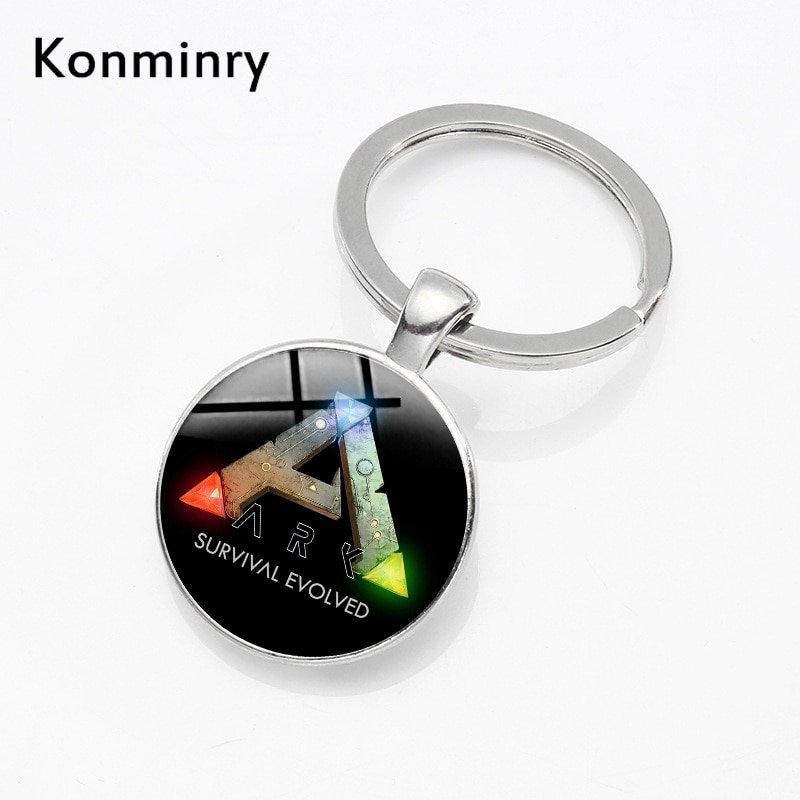 Ark Survival Evolved Key Chain Holder Glass Dome Ark Logo Men Women Keyrings Gift Keychain Game