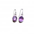Amethyst Dangle earrings in a Sterling Silver Horse Shoe Style Setting
