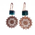 Copper Earrings with Turquoise Stone Emellishment