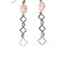 Elegant Rustic Pink Rose Quartz Dangle Earrings in Sterling Silver