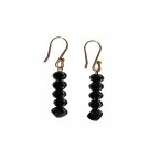 Midnight Black Faceted Glass Bead Earrings