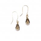 Simple, Stylish, Smoky Briolette Dangle Brass Wire Earrings