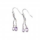 Sterling Silver Dangle Earrings with Dancing Lavendar Amethyst