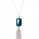 Turquoise Block Necklace with Tassel
