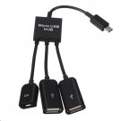 Dual Micro USB Host OTG Hub Adapter Cable For Nexus S3 Galaxy Tab
