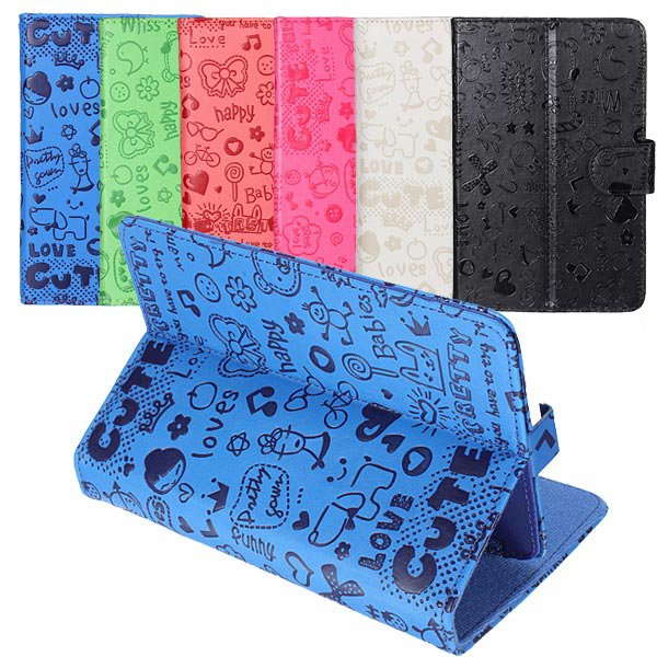 Cute 7 Inch Universal Foldable PU Leather Case Stand For Tablet PC