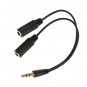 3.5mm Jack AUX Headphone Splitter Y Cable Adaptor Dual Female Audio