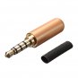 4 Pole Male Headphone Jack Plug Metal Audio +Heat Shrinkable Tube