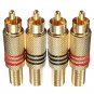 4Pcs Gold Plated RCA/Phono Male Plug Connectors Cable Protector