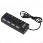 Laptop PC Black 4 Port Tap USB 2.0 Hub ON/OFF Sharing Switch