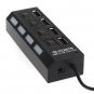 Laptop PC Black 4 Port Tap USB 2.0 Hub ON/OFF Sharing Switch