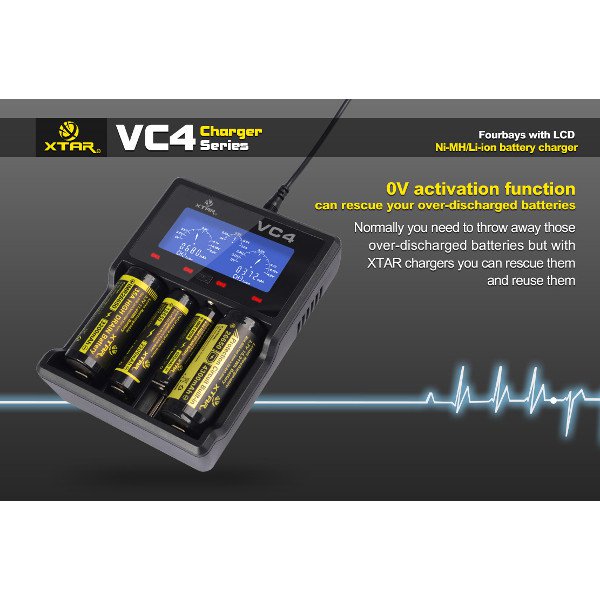 XTAR VC4 LCD Screen USB Battery Charger For 18650 26650 14500 Battery