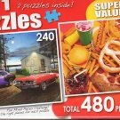 Barracuda Lake / Yummy Fast Food - Total 480 Piece 2 in 1 Jigsaw Puzzles