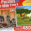 The Wolf Lair / Running Free - Total 480 Piece 2 in 1 Jigsaw Puzzles