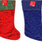 Set of 2 - Christmas Holiday Embroidered Felt Stockings, 18 Inch - v3