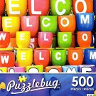 Colorful "Welcome" Pots - 500 Piece Jigsaw Puzzle Puzzlebug Colorful "Welcome" Pots - 500 Piece Jigsaw Puzzle Puzzlebug