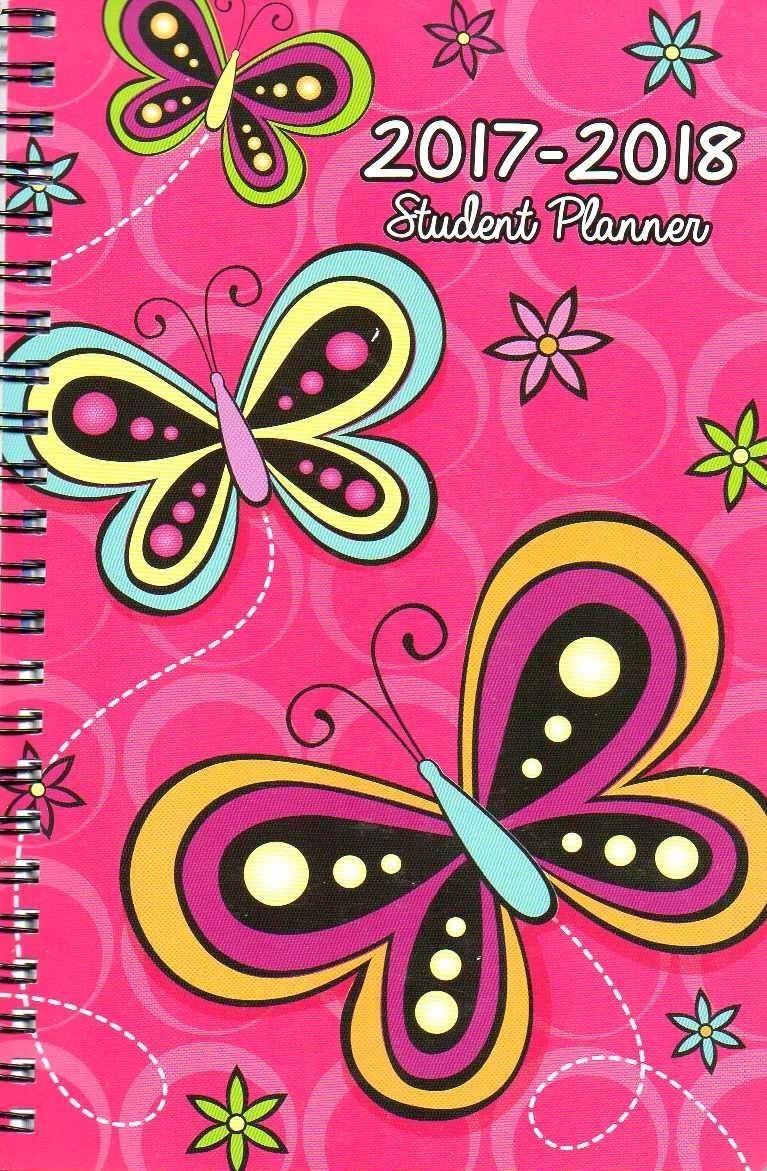 2017 - 2018 Student Planner Calendar (Butterfly) - School College Weekly / Monthly Agenda