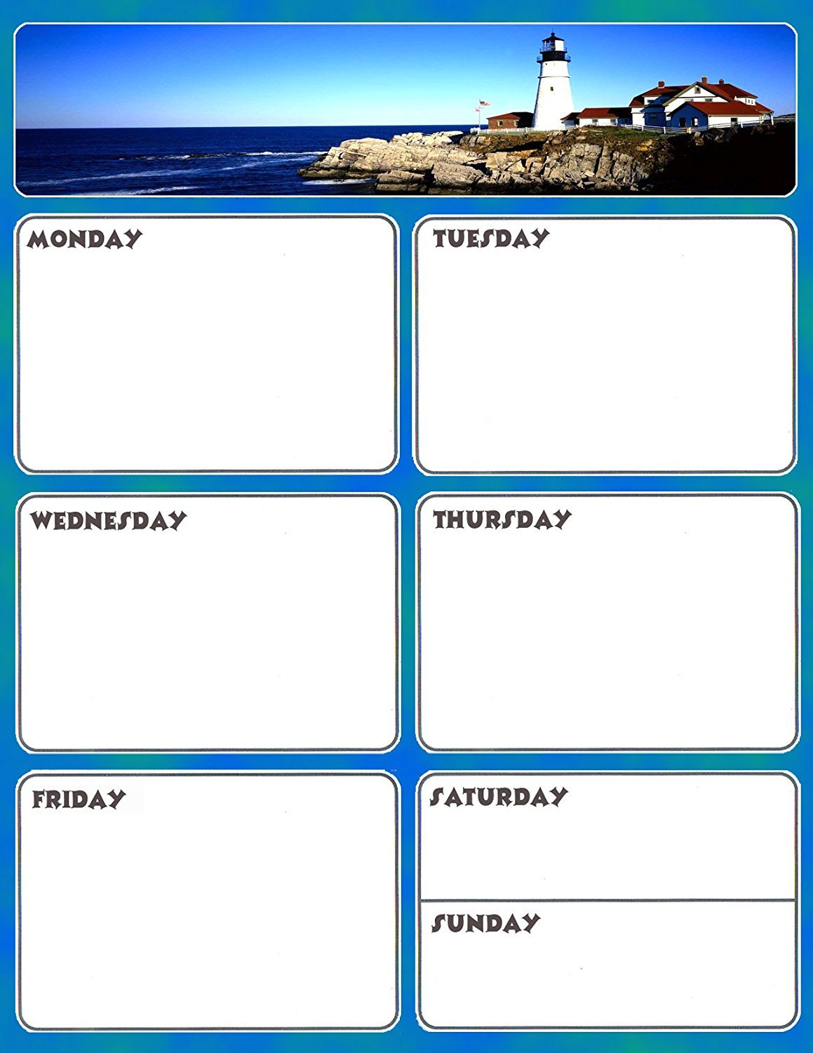Magnetic Dry Erase Calendar - Weekly Planner / Locker Wallpaper - (Full sheet Magnetic) - v5