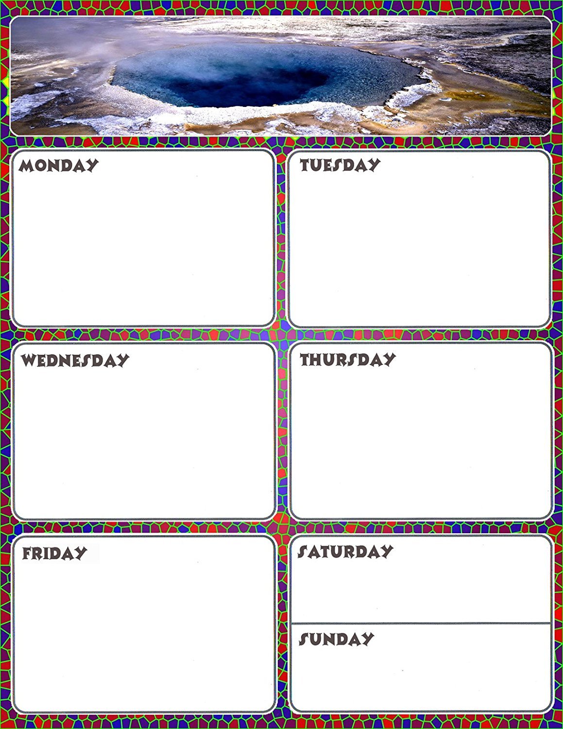 Magnetic Dry Erase Calendar - Weekly Planner / Locker Wallpaper - (Full sheet Magnetic) - v4