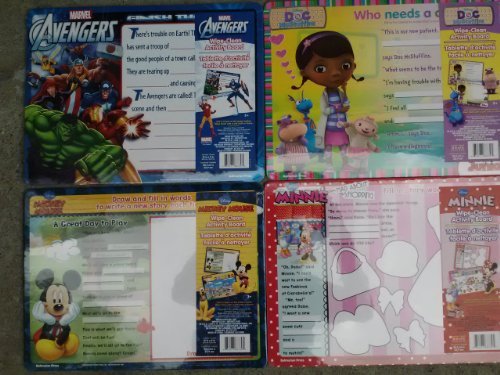 Disney Junior Wipe Clean Activity Board (Assorted, Designs Vary) by Disney Set of 4