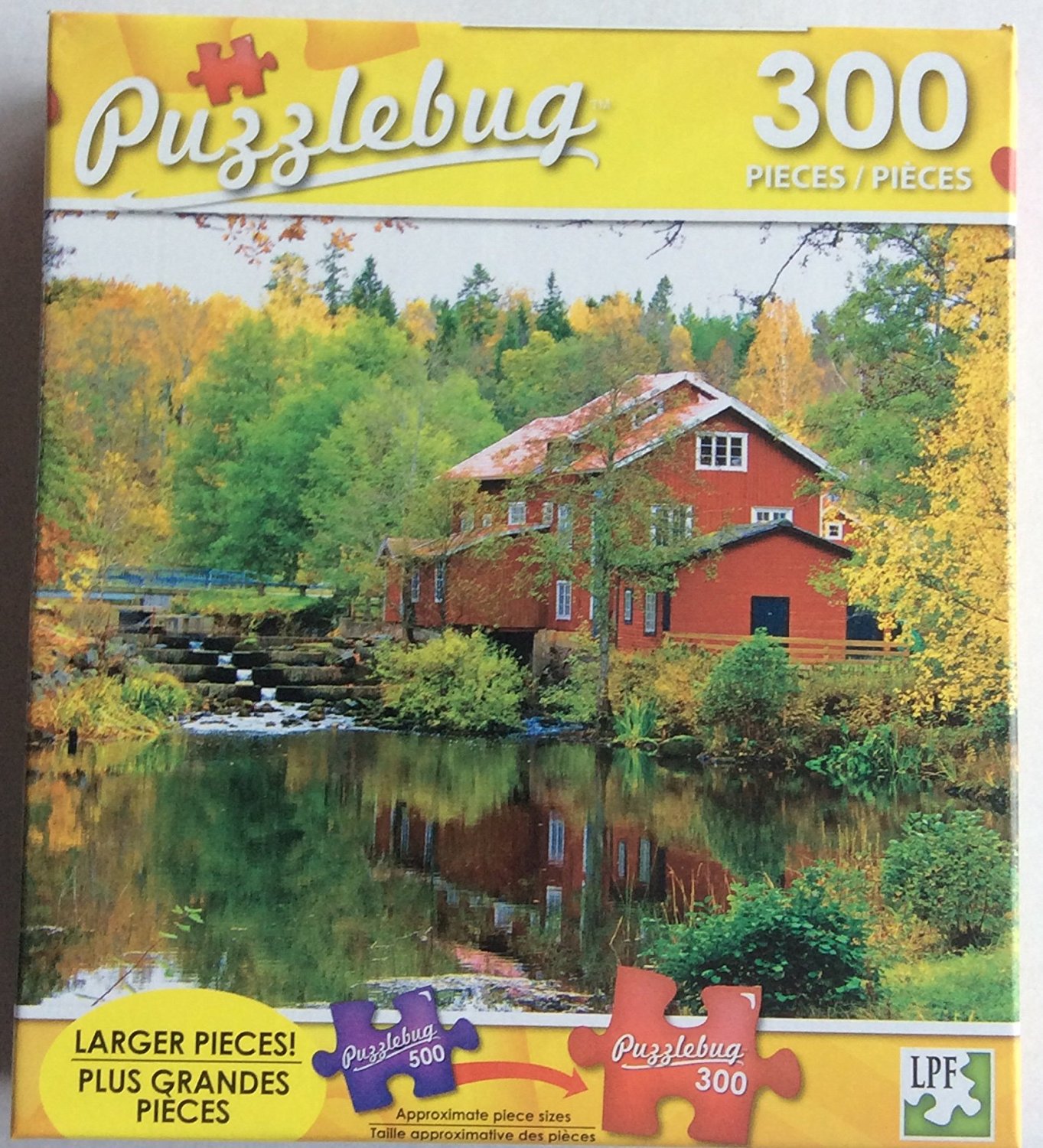Puzzlebug 300 piece jigsaw puzzle Old Red Mill by the Waterfront