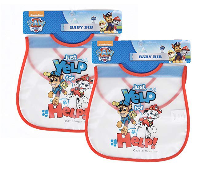 2-Pack Paw Patrol Dogs Just Yelp for Help Baby Bib 100% PEVA Velcro Closure