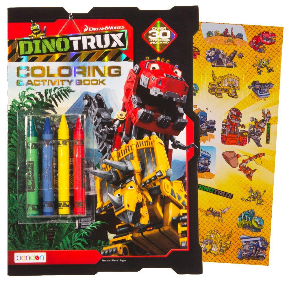 Dinotrux Coloring Book Set with Over 40 Stickers and Jumbo Toddler Crayons