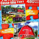 LPF Great Western Train - Big Red Country Barn - Total 480 Piece 2 in 1 Jigsaw Puzzles