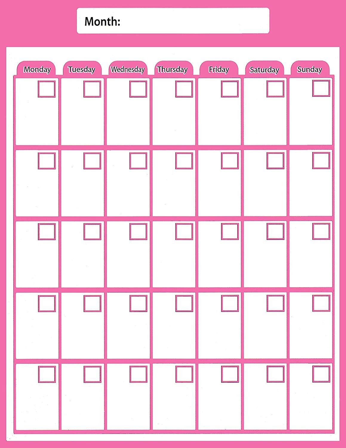 Magnetic Dry Erase Calendar - Monthly Planner/Locker Wallpaper - (Full Sheet Magnetic) (Pink)
