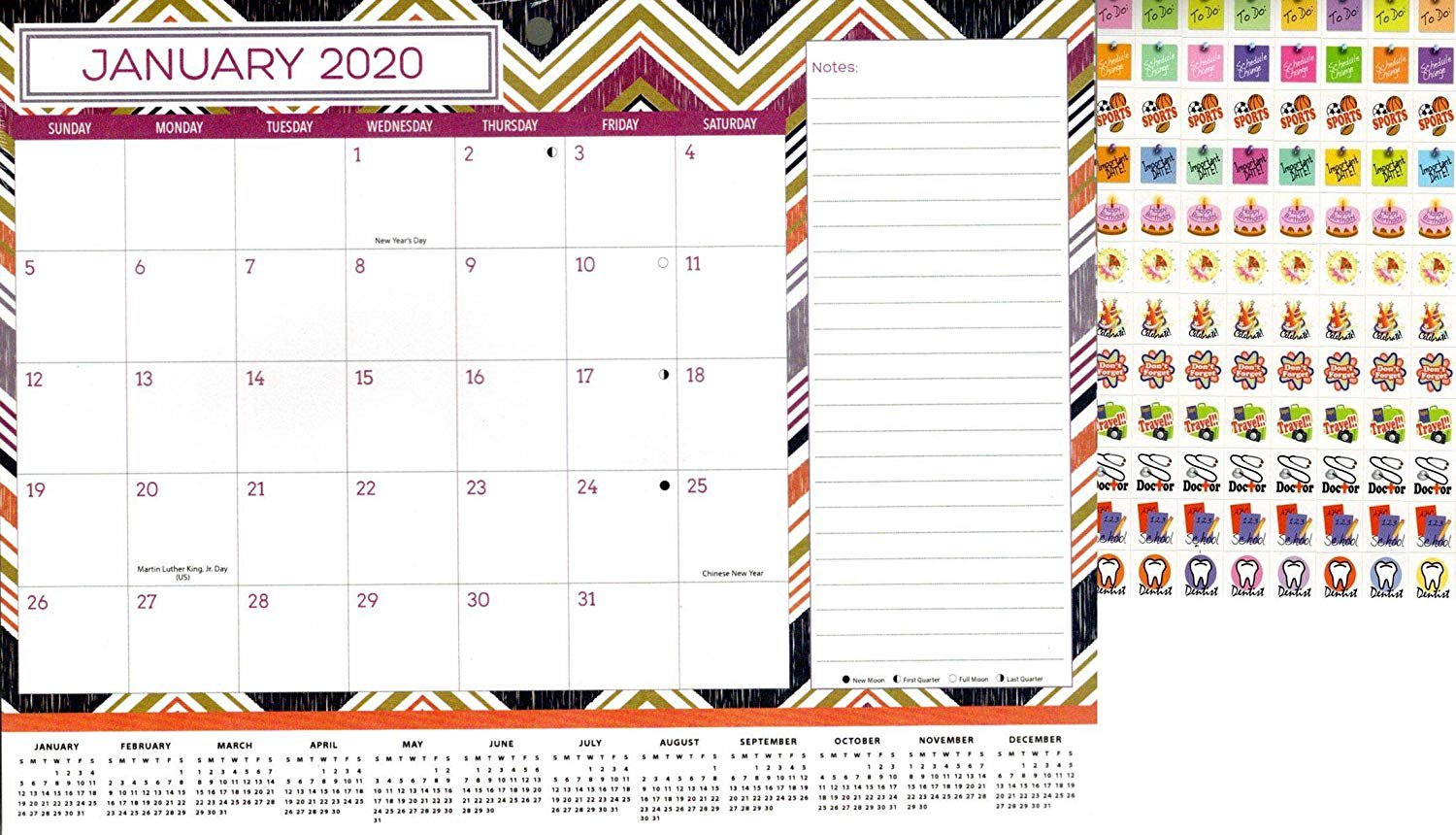 2020 Monthly Calendar 12 Months Desktop Wall Calendar Planner