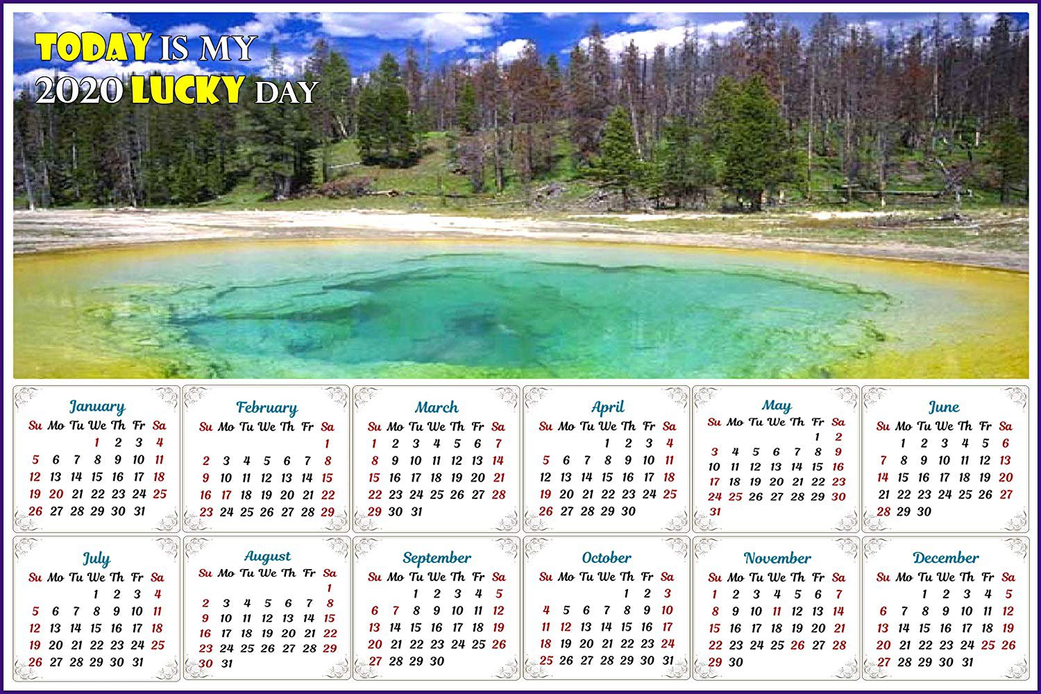 2020 Magnetic Calendar - Calendar Magnets - Today is my Lucky Day - v11
