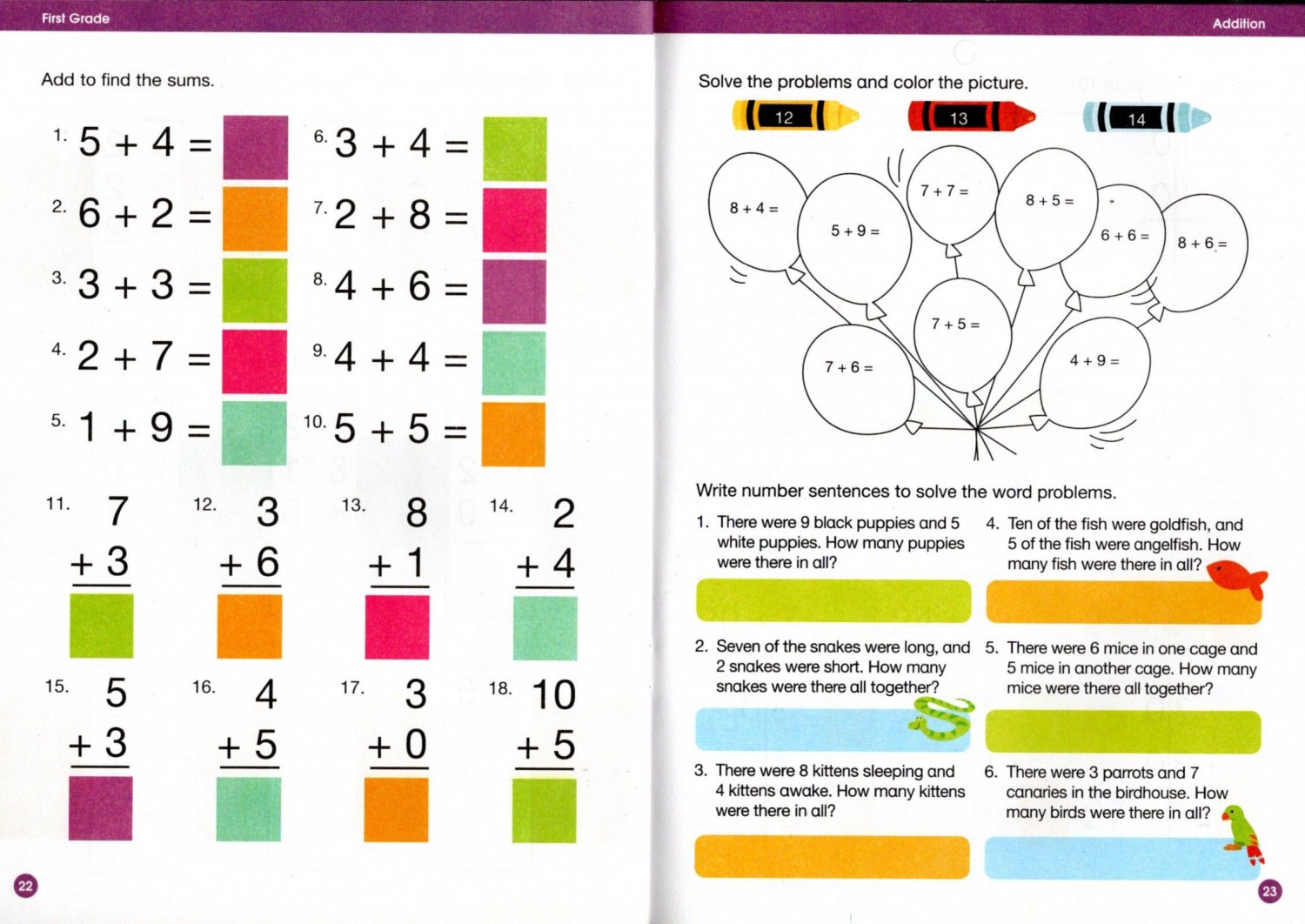 First Grade Educational Workbooks - Good Grades - Addition