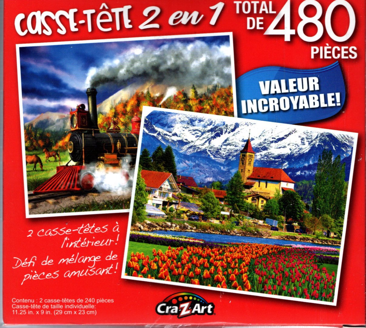 Full Steam Ahead / Brienz Townand Flowers  - Total 480 Piece 2 in 1 Jigsaw Puzzles - p015