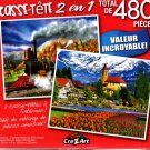 Full Steam Ahead / Brienz Townand Flowers  - Total 480 Piece 2 in 1 Jigsaw Puzzles - p015