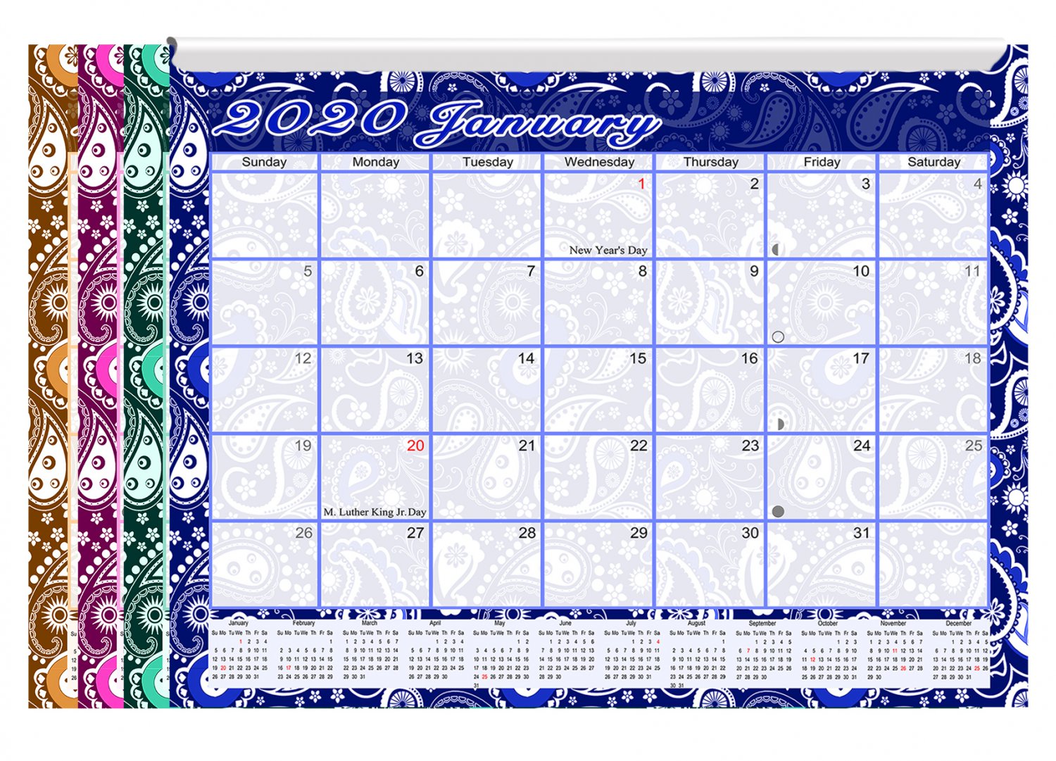 2020 12 Months Desk Calendar Desktop Planner (Multi