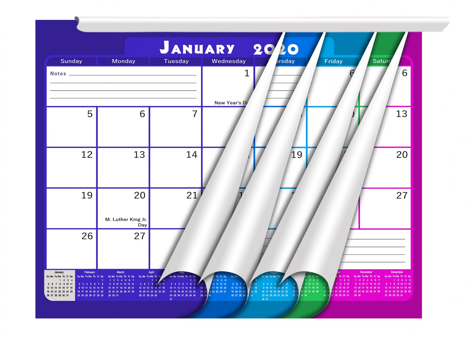 2020 Monthly Calendar 12 Months Desktop/Wall Calendar