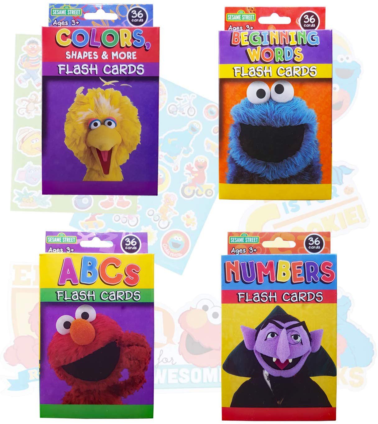 Sesame Street Educational Flash Cards for Early Learning. Set includes ...