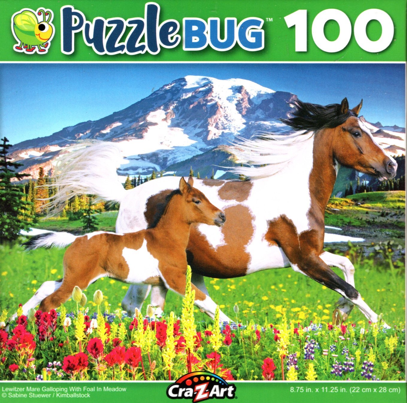 Puzzlebug Lewitzer Mare Galloping with Foal in Meadow 100 Piece Jigsaw Puzzle