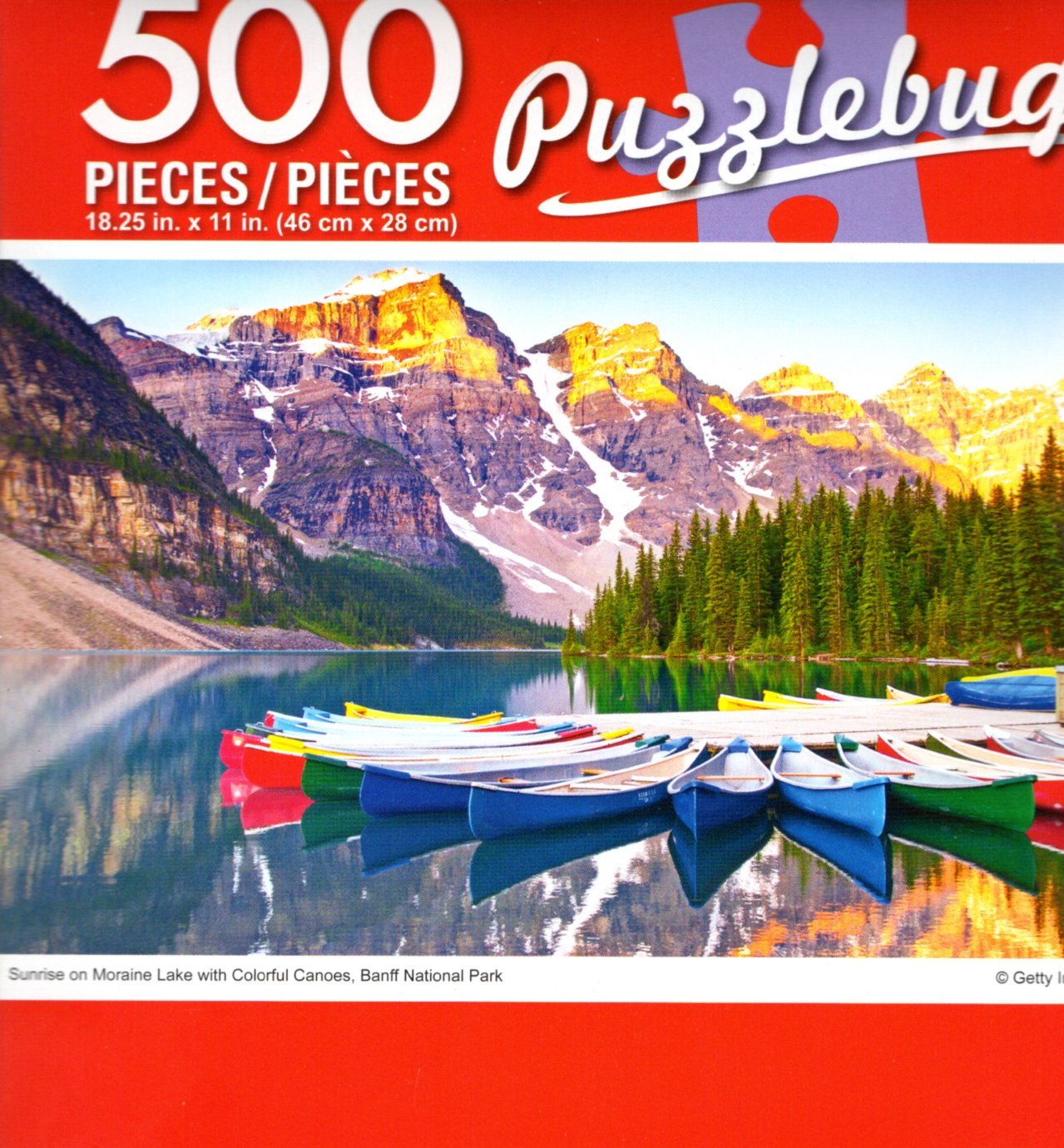 Sunrise on Moraine Lake with Colorful Canoes, Banff National Park - 500 ...