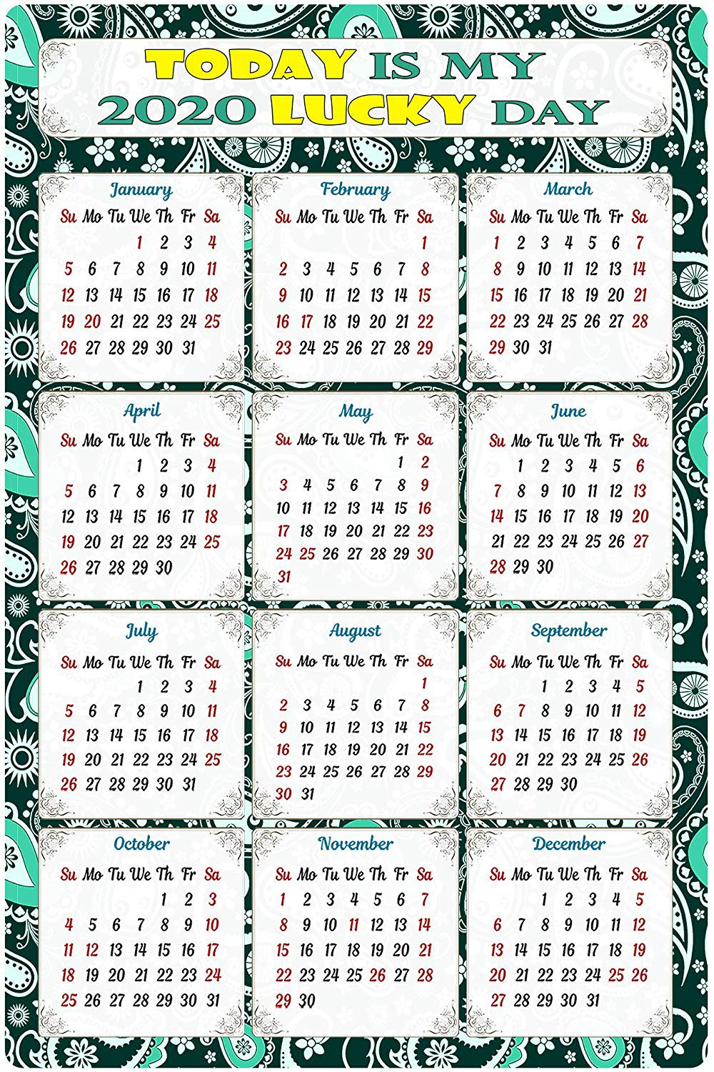 2020 Magnetic Calendar - Calendar Magnets - Today is My Lucky Day - Edition #TN06