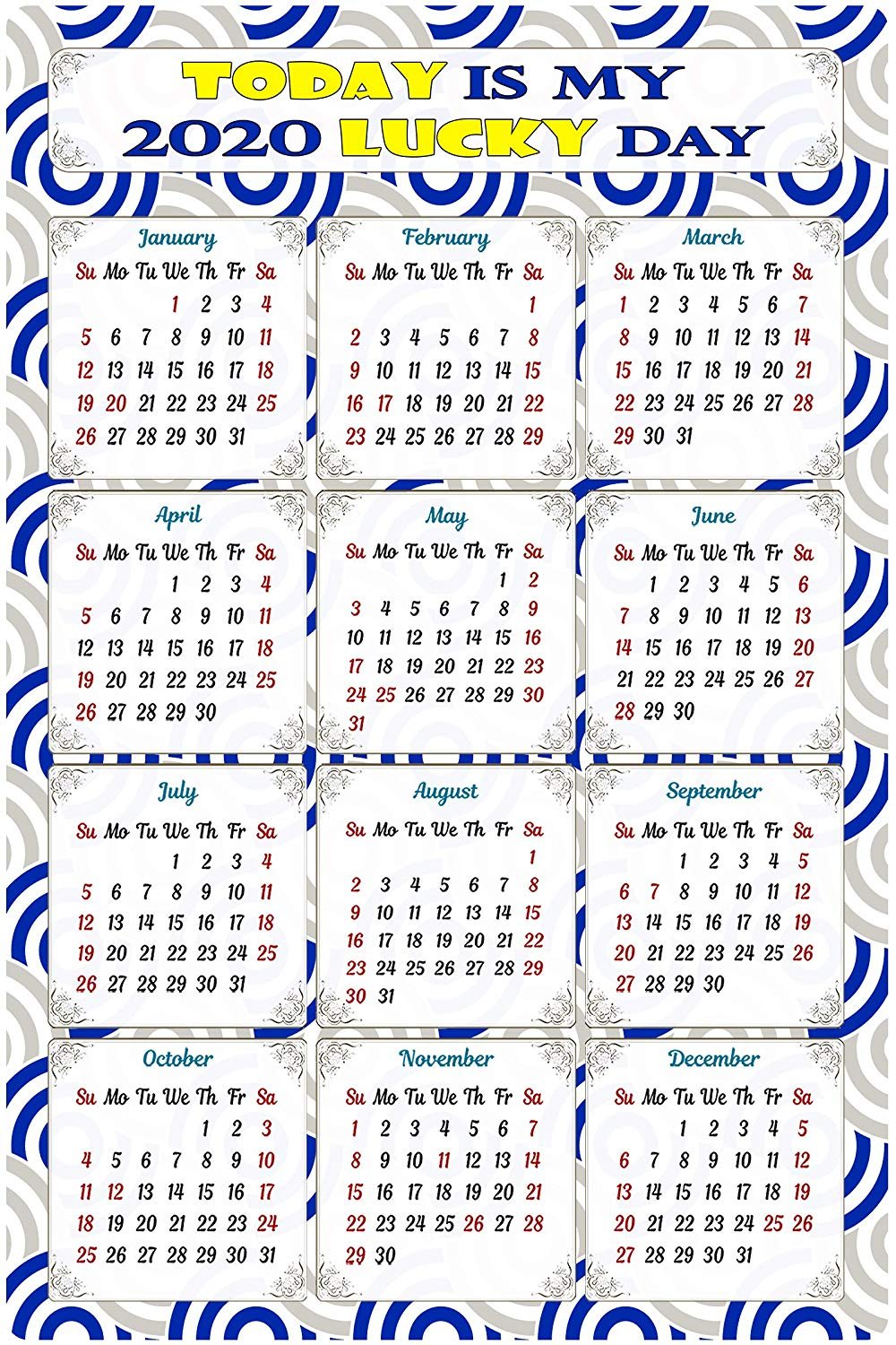 2020 Magnetic Calendar - Calendar Magnets - Today is My Lucky Day - Edition #TN08